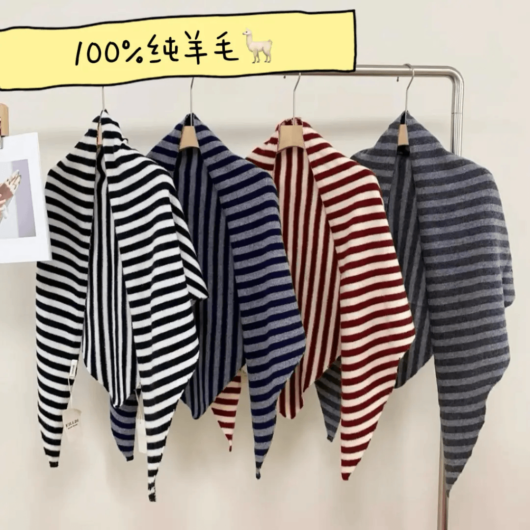 澳洲纯羊毛三角披肩秋冬季保暖纯色洋气百搭高级感羊绒围巾护颈肩