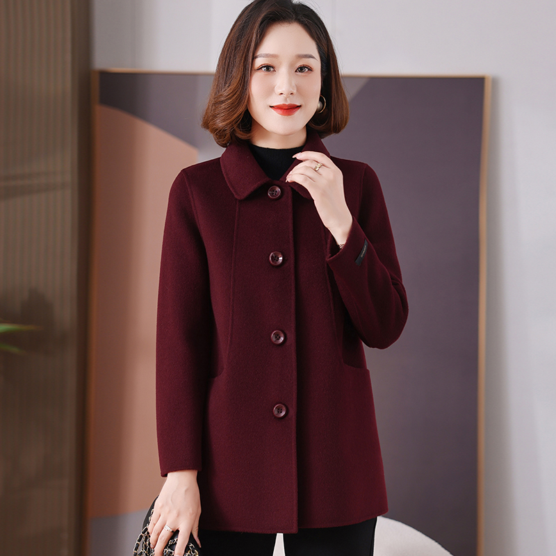 2025秋冬新款双面绒大衣女短款气质修身显瘦小个子羊毛呢外套女