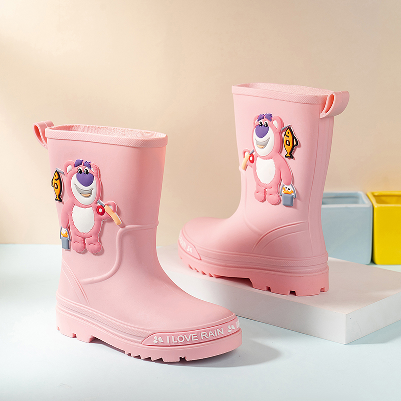 儿童雨靴四季款可爱卡通系列水鞋加绒可拆卸棉套防水保暖中筒雨鞋