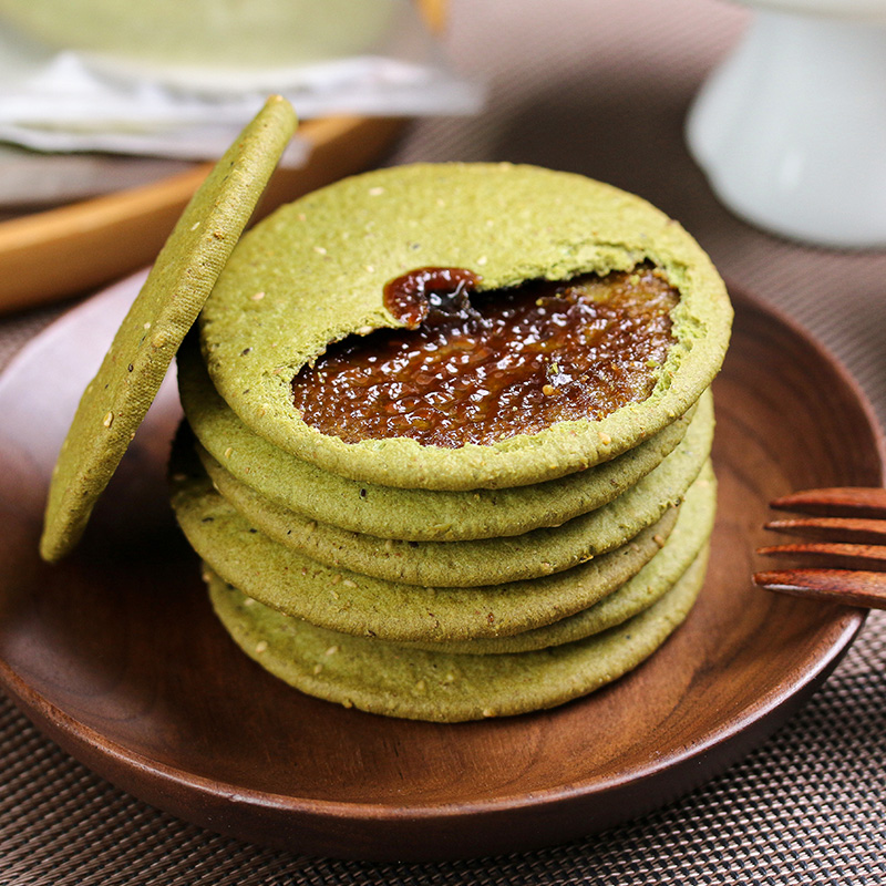 老潮夫抹茶粗粮饼传统糕点红糖肚脐饼奇亚籽早餐代餐充饥饱腹饼