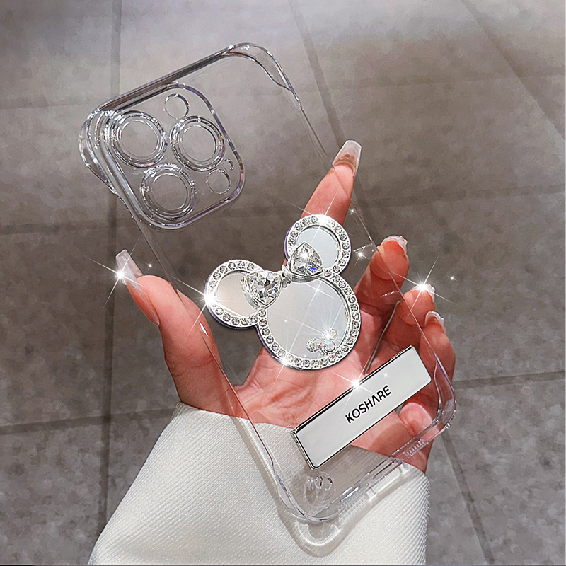 适用于透明无边框米奇镜子简约风苹果iPhone华为pc材质手机壳