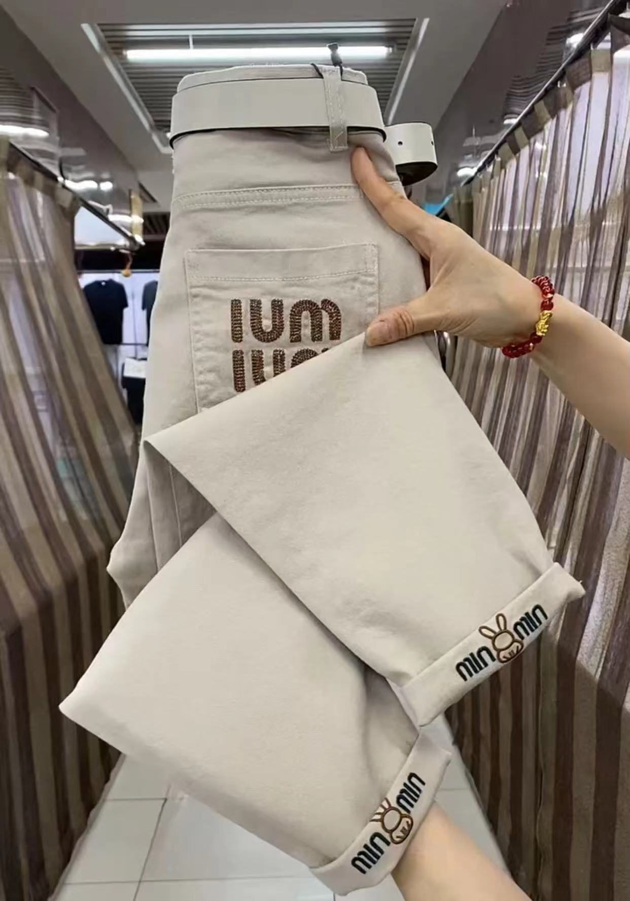 水洗棉时尚2024新款刺绣宽松萝卜休闲裤女显瘦宽松高腰直筒九分裤