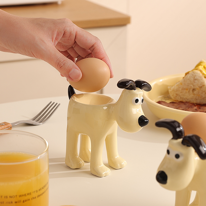 新款高颜值陶瓷鸡蛋托耐高温蒸蛋饰品粉扑收纳神器创意动物大容量