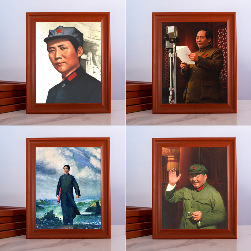 伟人画像摆台实木框家居高档客厅办公室装饰挂画摆件复古照片墙