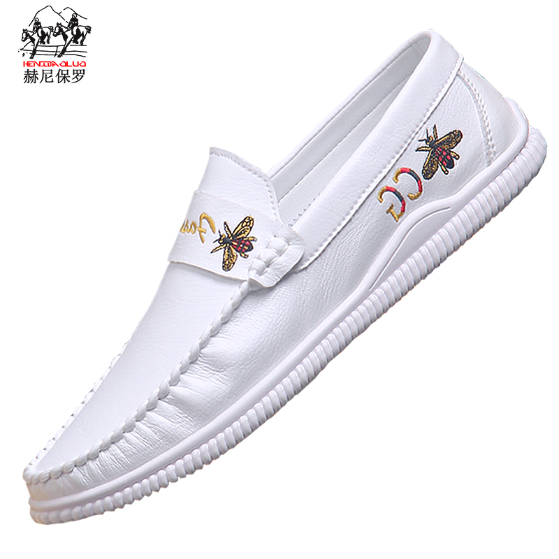 保罗品牌2024夏季新款豆豆鞋一脚蹬驾车鞋轻便透气不臭脚休闲鞋男