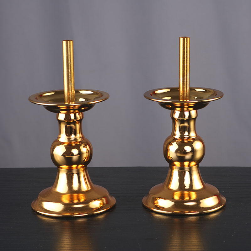 金属烛台带管适合杆状蜡烛竹签蜡家用底座