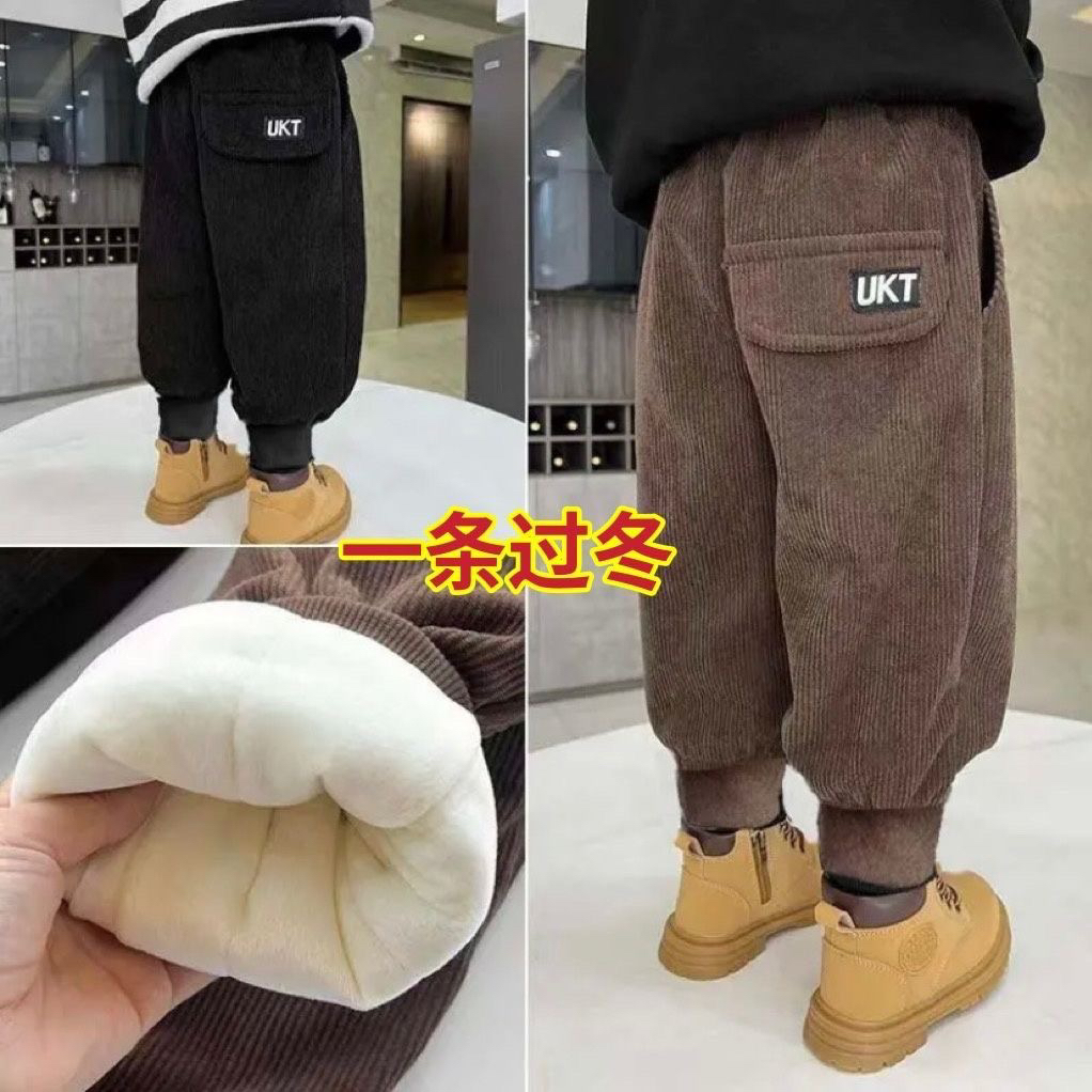 【新疆包邮】男童加绒加厚裤子冬季保暖儿童休闲裤宝宝外穿夹棉灯