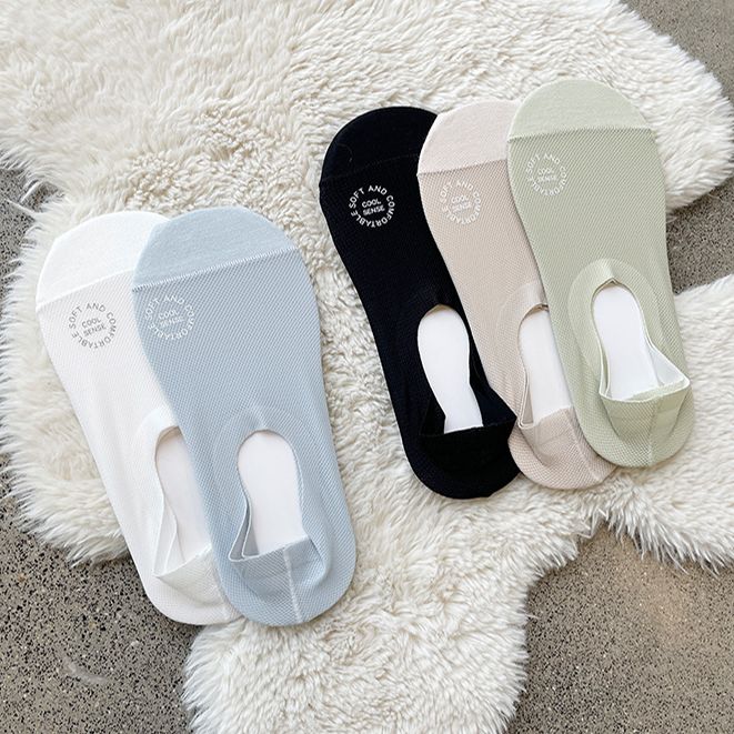 GOOD FA5双装冰丝网眼深口船袜不掉脚跟防滑女夏季薄款舒适透气