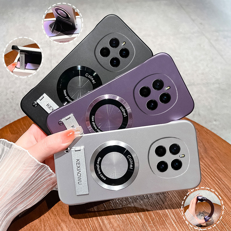 适用荣耀magic7超薄无边框实用防摔保护带支架高级感手机壳