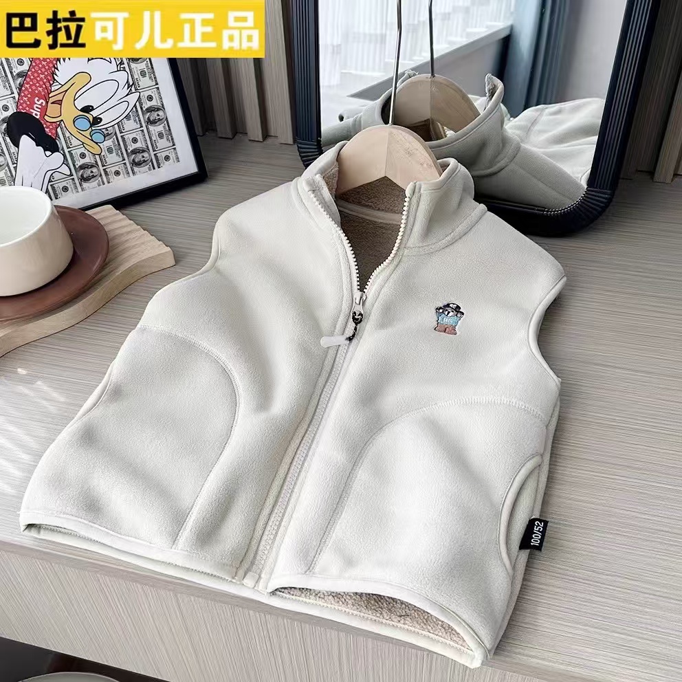 童装加厚男休闲风保暖春秋洋气连帽儿童马甲外套秋冬男童休闲冬季