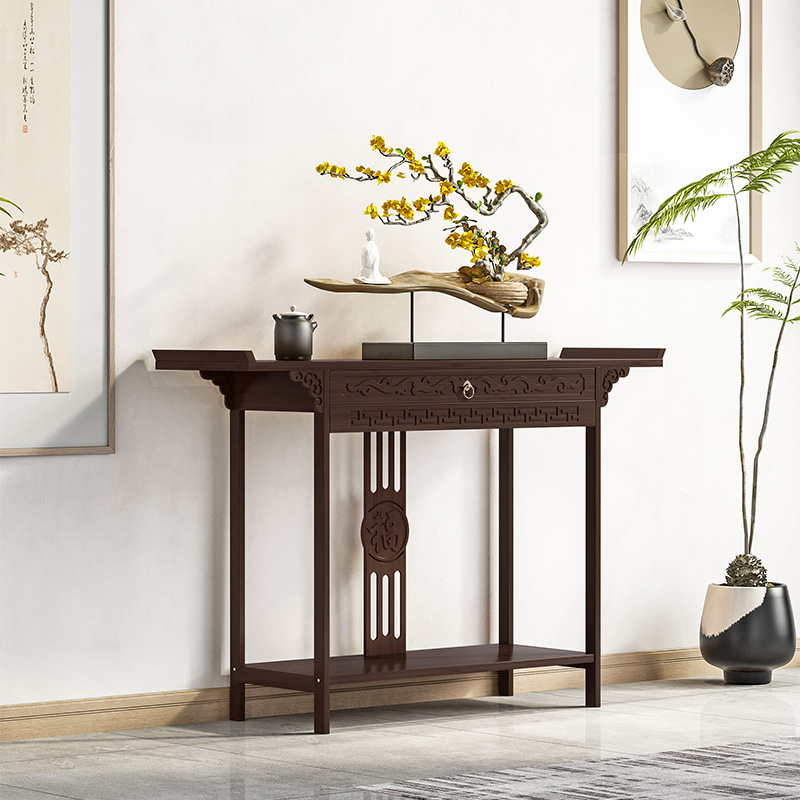 新中式玄关桌实木窄长条案现代家用靠墙玄关案台供奉桌轻奢玄关柜