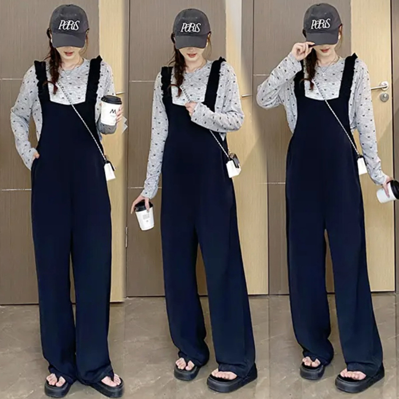 孕妇背带裤春夏季外穿新款时尚阔腿裤夏天薄款休闲减龄连体裤夏装