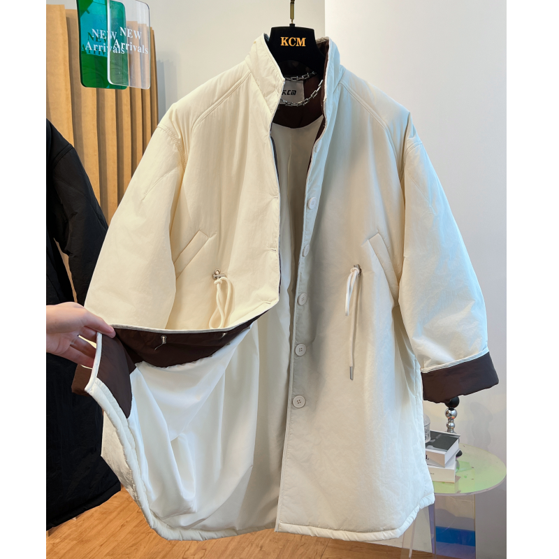 2024新款韩版高端气质欧货立领轻薄棉服女冬季中长款宽松夹棉风衣