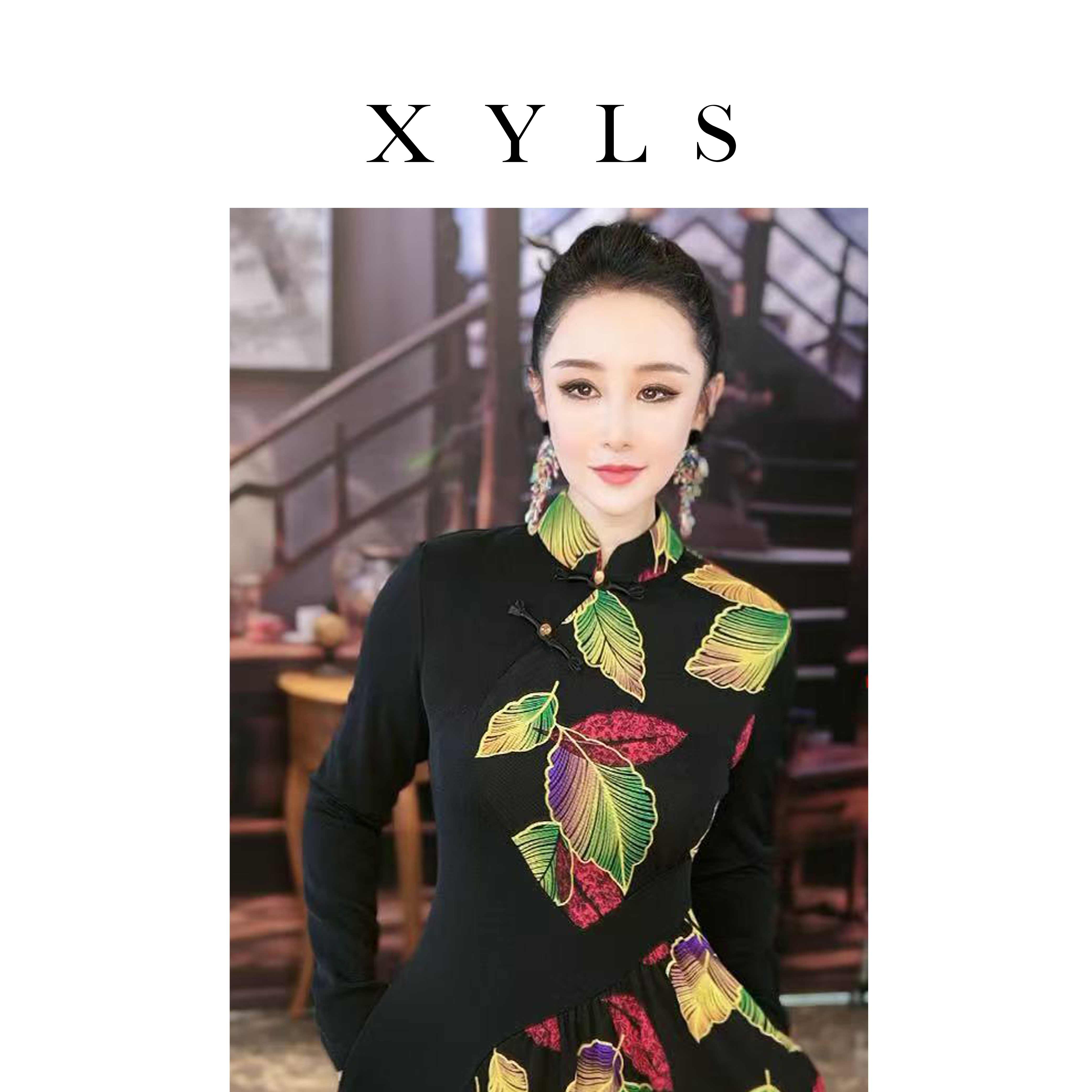 加绒弹力网纱连衣裙秋冬T006318