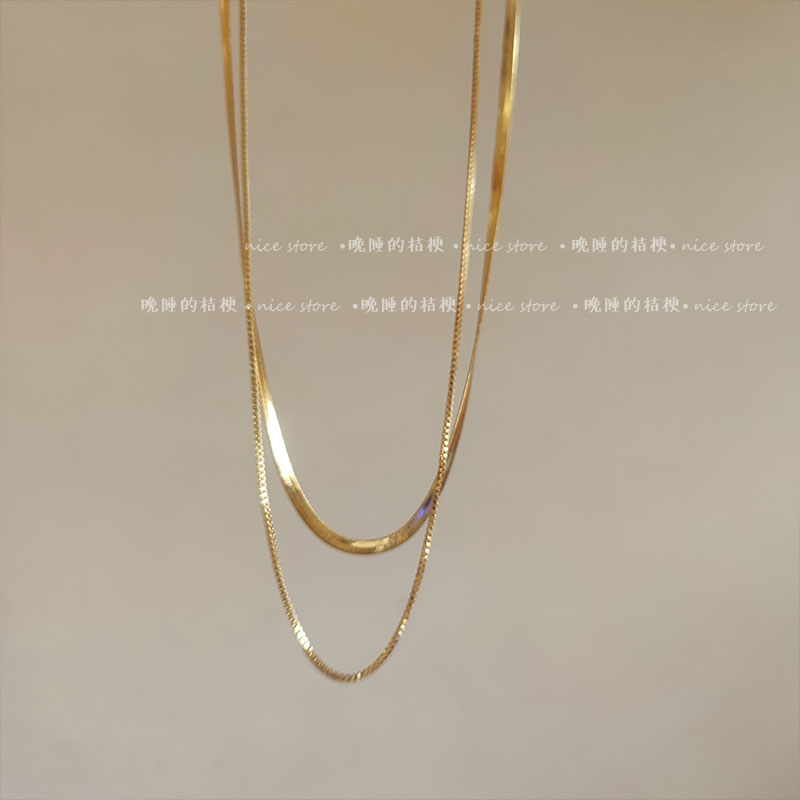 钛钢项链 晚睡的桔梗｜双层钛钢叠戴锁骨链子百搭小众高级感饰品女