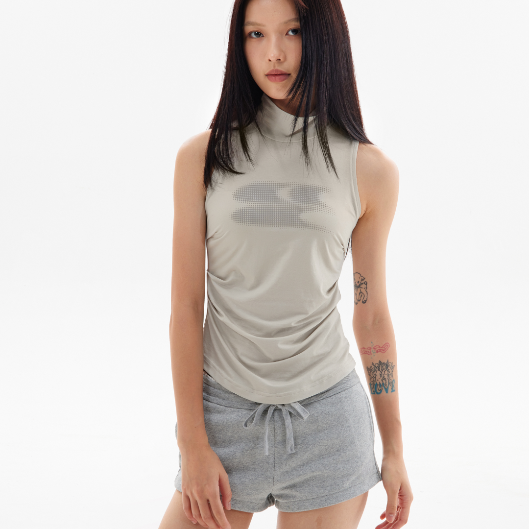 Crying center/哭喊中心高领凉感冰皮面料无袖上衣背心休闲透气