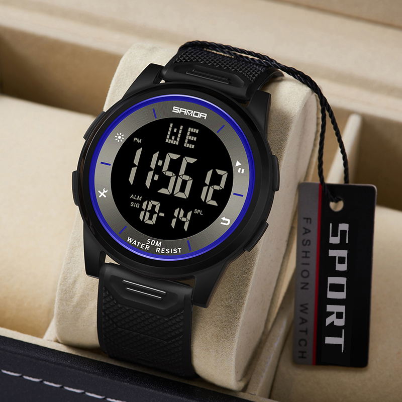 男士青少年手表大数字简约户外腕表男学生夜光防水运动电子表刻字