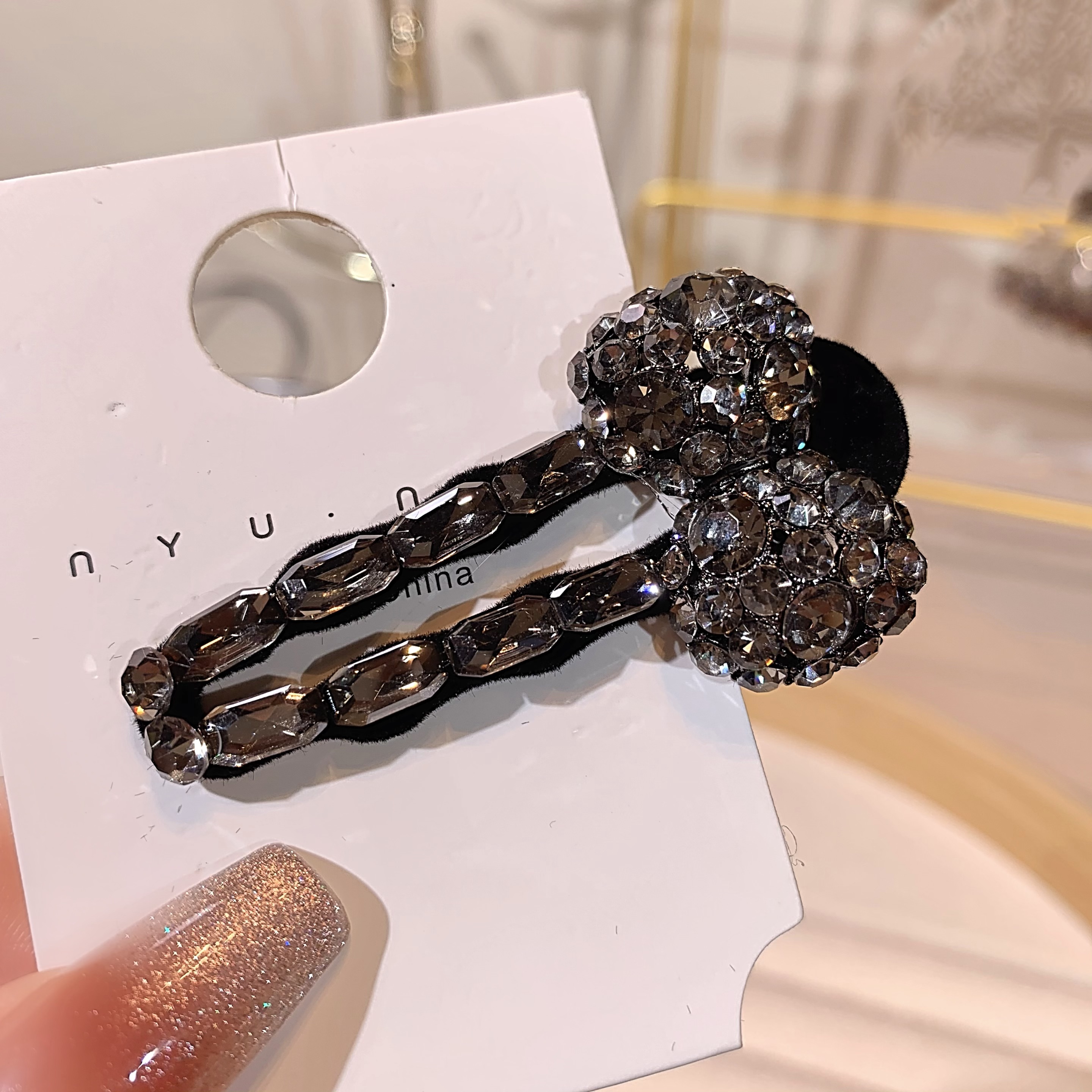 6公分 秋冬新款鸭嘴夹植绒蝴蝶结侧边夹女轻奢刘海夹后脑勺碎发夹