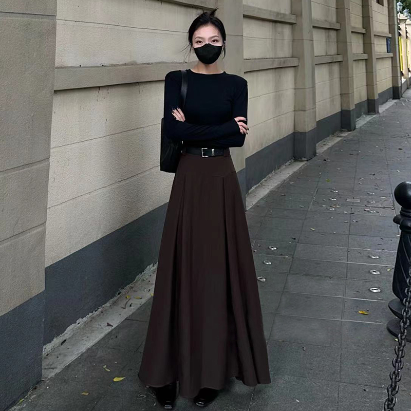 西装长裙大摆裙女秋冬季新款垂感伞裙法式气质百搭显瘦A字半身裙