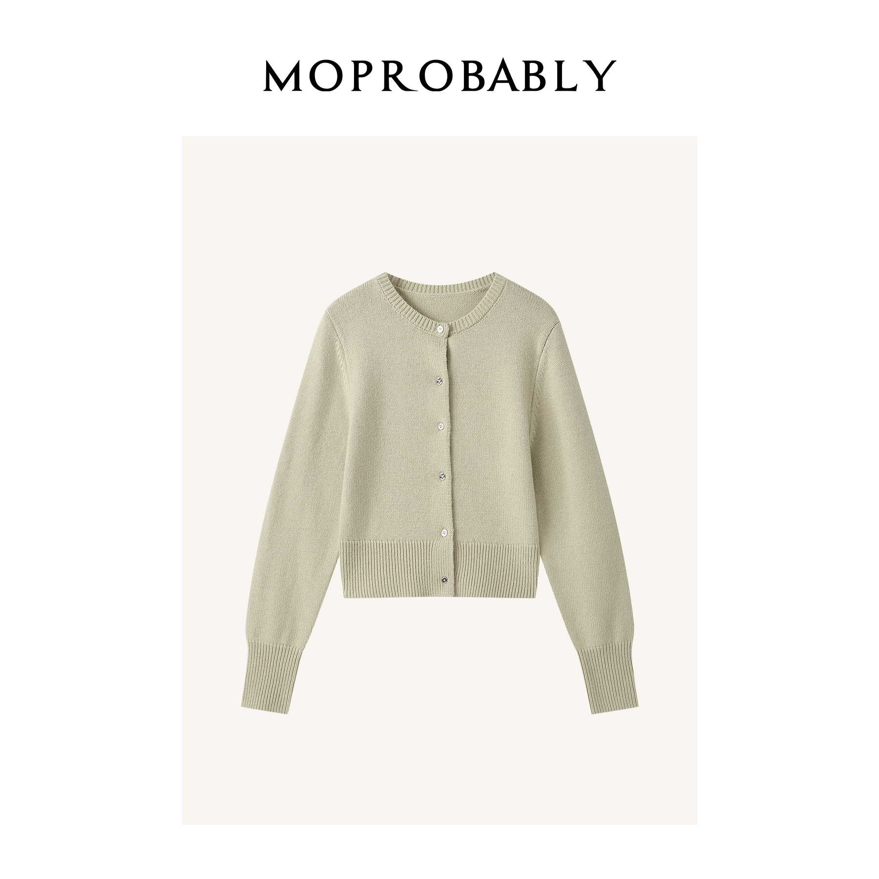 Moprobably李予诺「奶绿毛衫」慵懒高级单排扣针织开衫L4477328