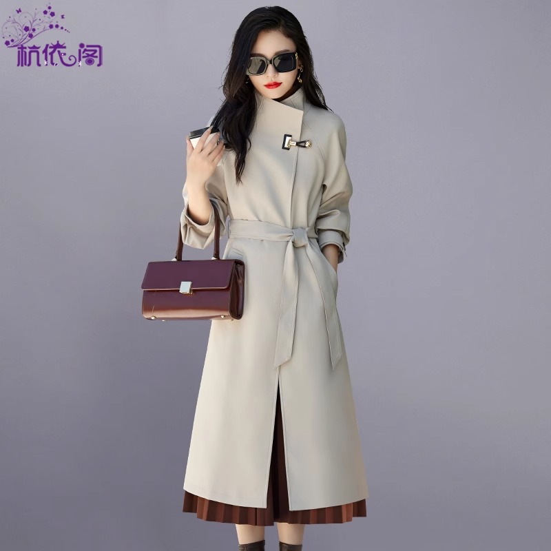 杭依阁高级感风衣外套女中长款2025新款春秋季气质英伦风休闲女装