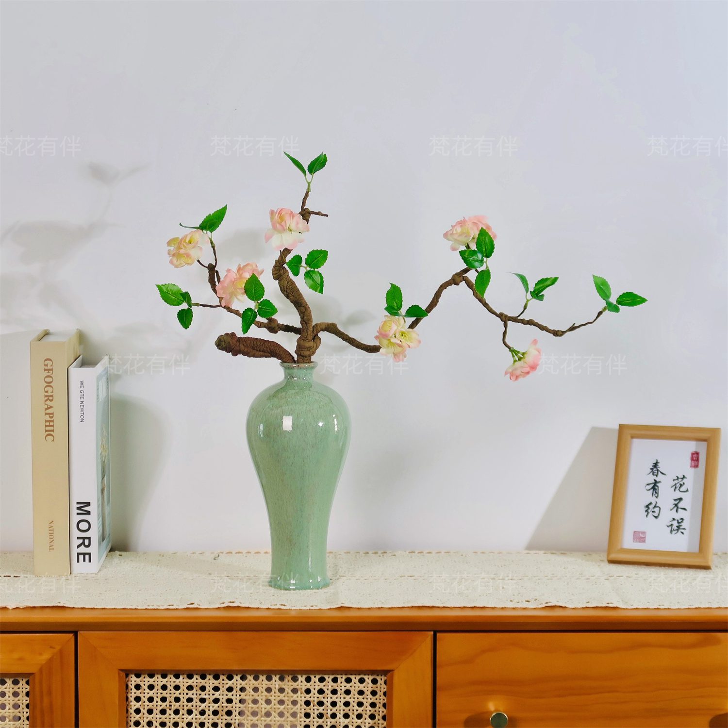 腊梅花仿真花束树枝新中式茶几摆件家居装饰客厅玄关花艺摆件