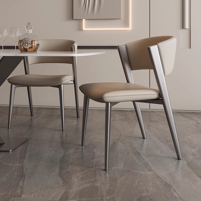 意式轻奢餐椅设计师样板房梳妆台半弧靠背椅现代简约家用餐厅椅子