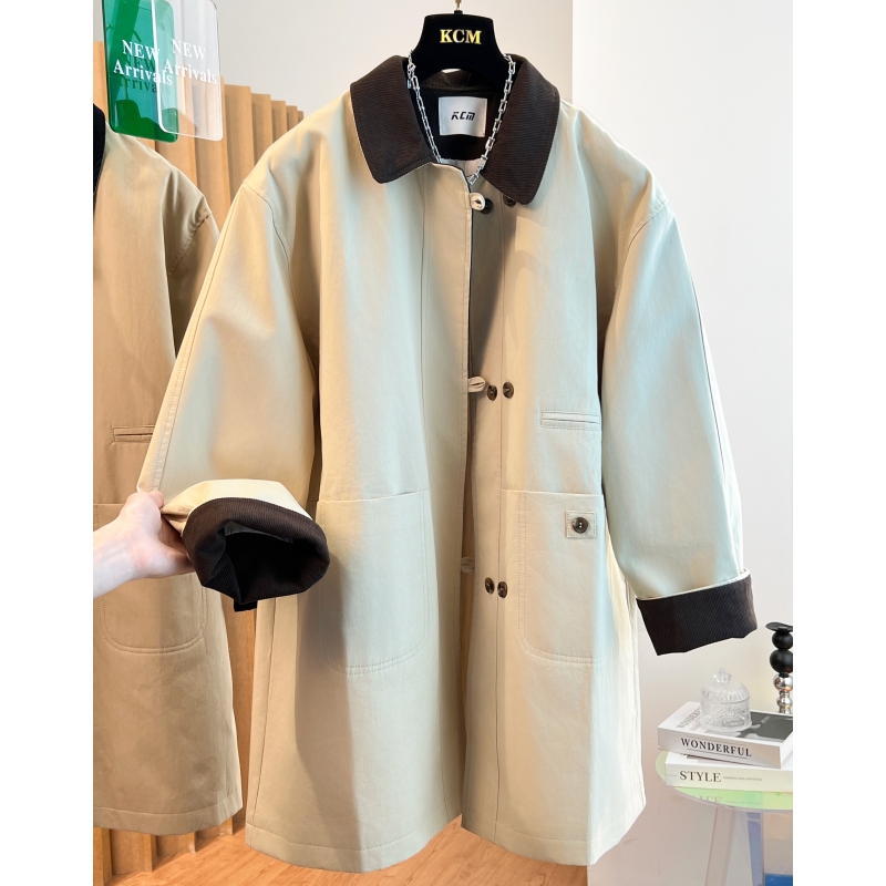 欧货轻奢高级感气质立领秋氛围感穿搭2024宽松休闲长款风衣外套女