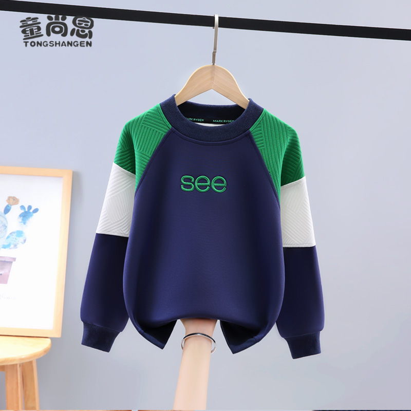 男童卫衣2025新款春秋儿童衣服加绒大童洋气上衣男孩秋冬打底童装