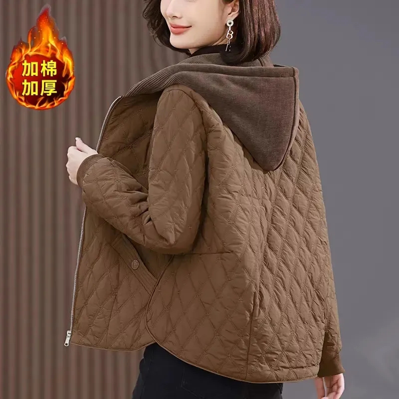 轻薄棉衣外套女2024秋冬新款时尚休闲短款棉服中年妈妈夹克女上衣
