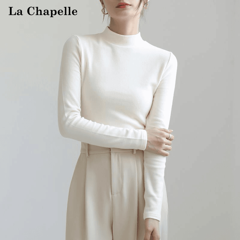 拉夏贝尔设计高级感小众秋冬白色打底衫女士内搭2025新款爆款上衣