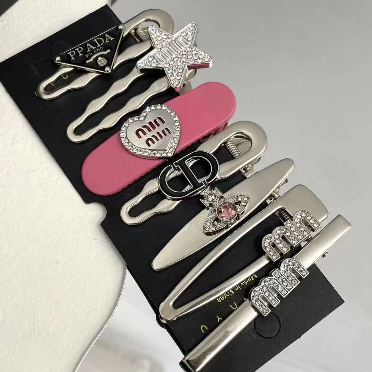 y2k刘海侧边夹合金发饰冷淡风甜酷多巴胺女孩水钻鸭嘴夹头饰气质