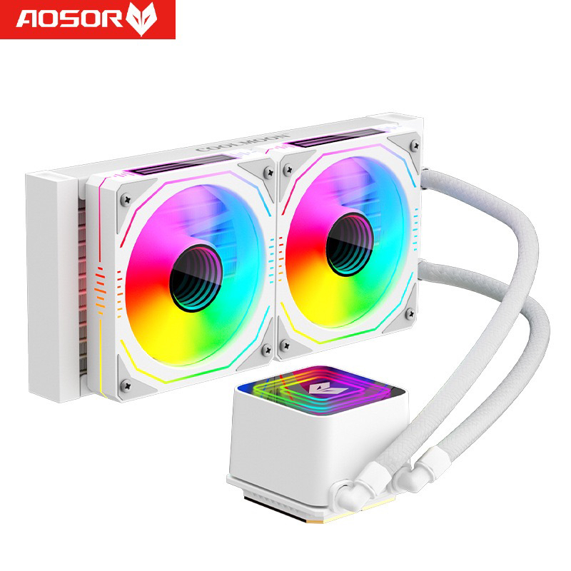 白色一体式240纯白水冷散热器1700AM5多平台ARGB风扇cpu散热器