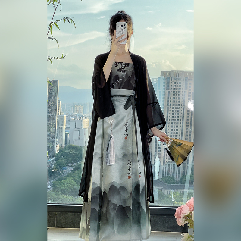 汉庭记[觅青山]原创汉服女马面裙宋制长衫新中式日常国风通勤套装