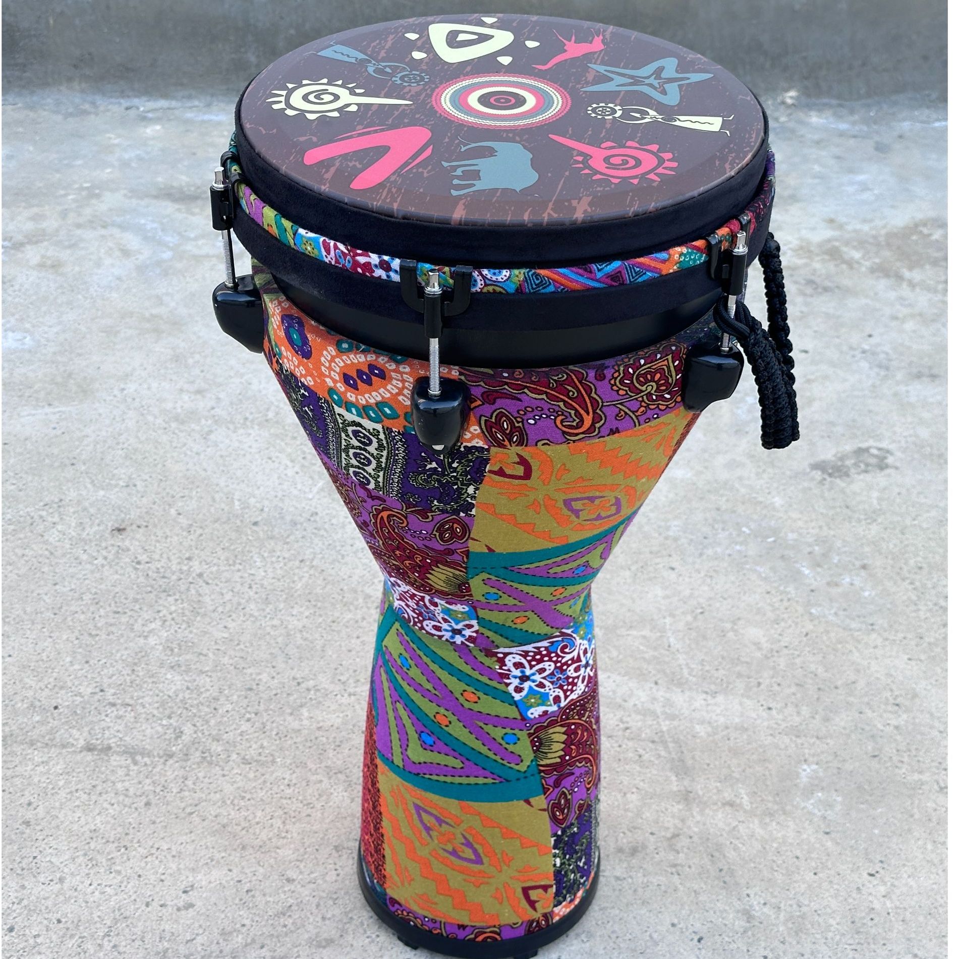 成人12寸非洲鼓图腾螺丝可调音PVC轻便鼓 新手初学者演奏丽江鼓手