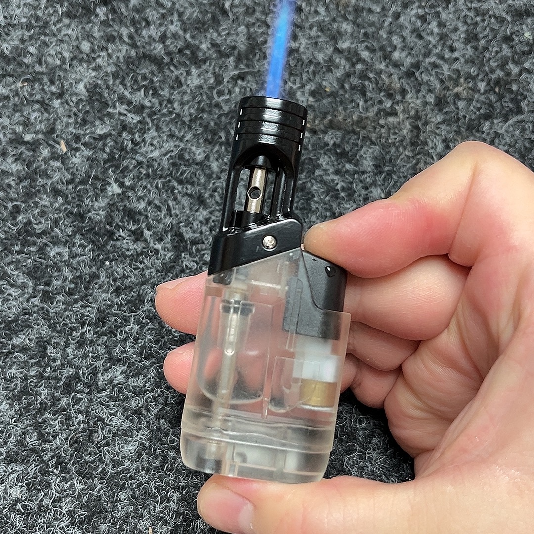 透明充气打火机 可视气仓打火机 直冲火焰打火机 包邮