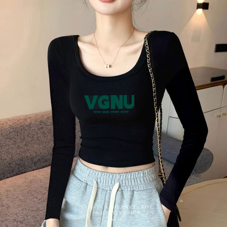 双U领打底衫女内搭秋冬洋气新款高腰露脐女生秋冬衣服内搭