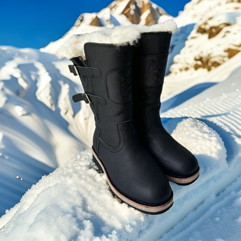 手工牛皮靴高筒抗寒加厚东北内蒙冬季雪地靴马丁靴毛毡靴户外靴