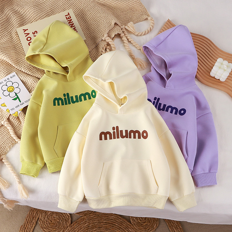 儿童春秋季中童小童连帽衫卫衣男女宝宝洋气单上衣潮休闲宽松