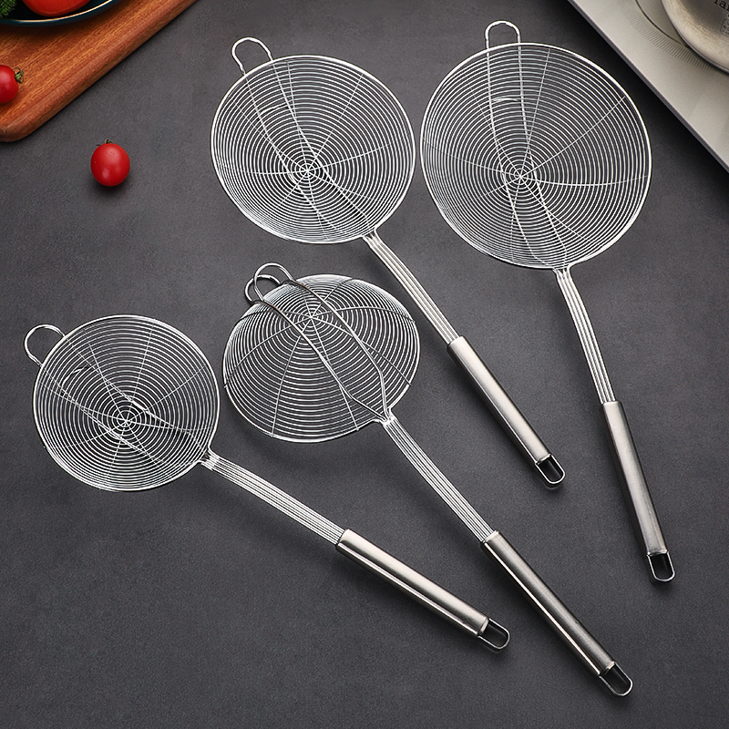加厚不锈钢牛肉火锅双钩漏勺厨房家用大号线漏勺笊篱捞面勺过滤网