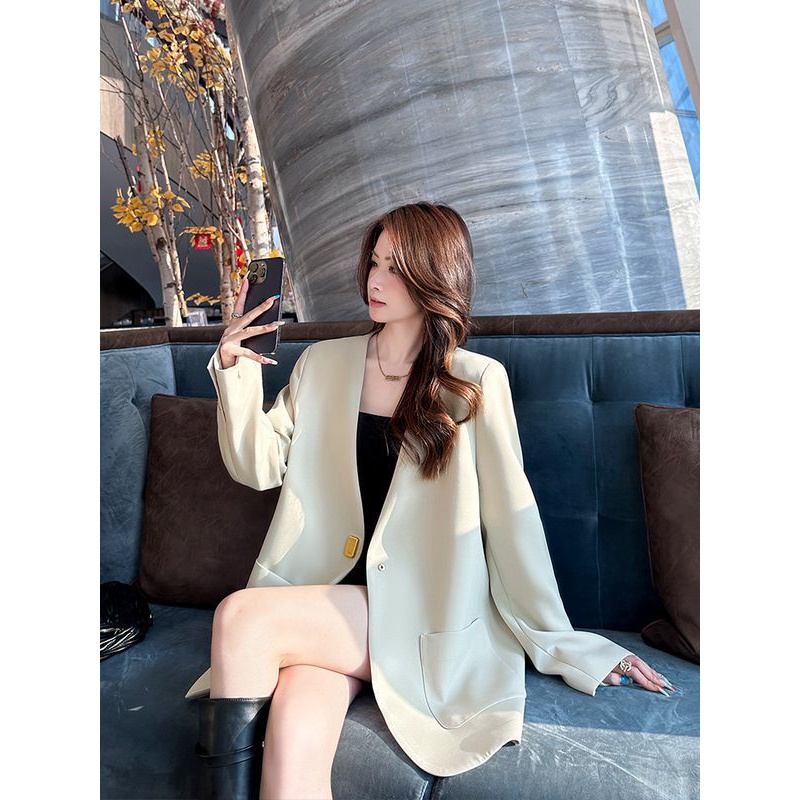 韩版西装外套女2025春秋新款网红设计感小众休闲百搭职业西服上衣