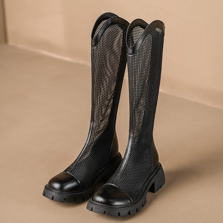 401-600女鞋低跟后拉链防滑百搭镂空骑士拍编码微瑕