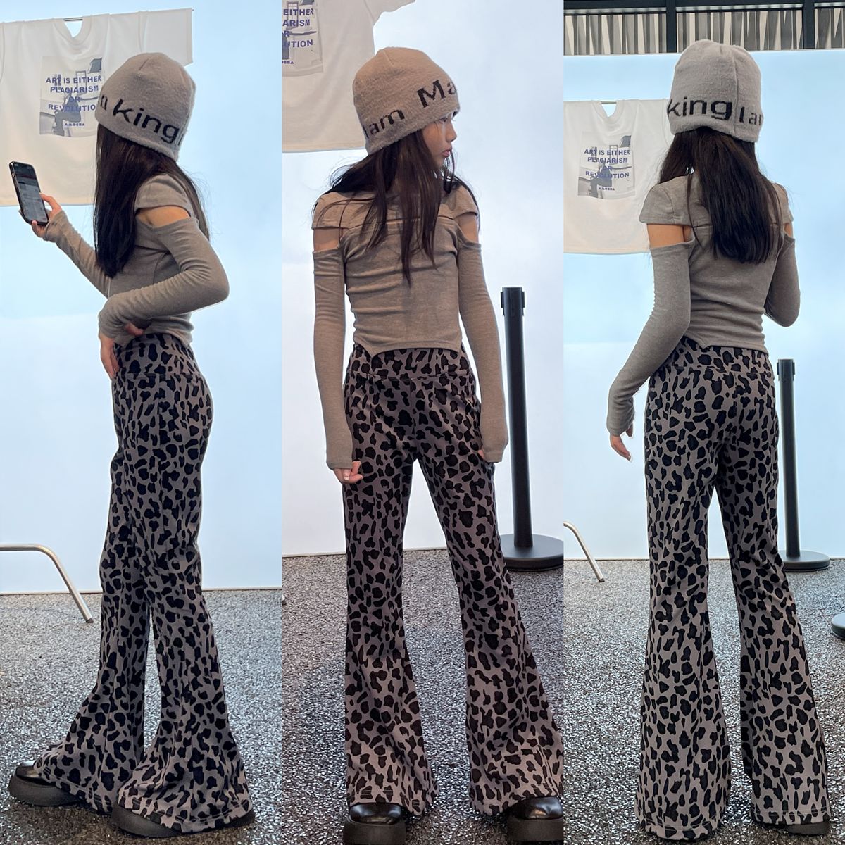 可达鸭家春秋季童装甜酷女童显瘦显腿长修身喇叭打底裤紧身瑜伽裤