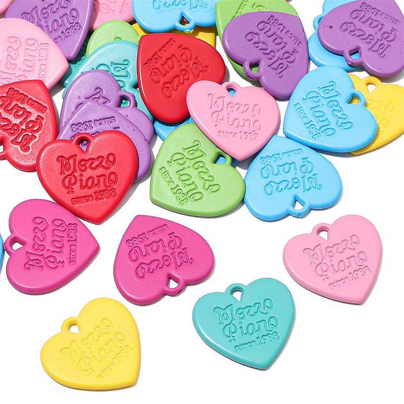 亚克力马卡龙色系英文爱心吊牌礼物礼品串珠串珠 创意手工diy挂件