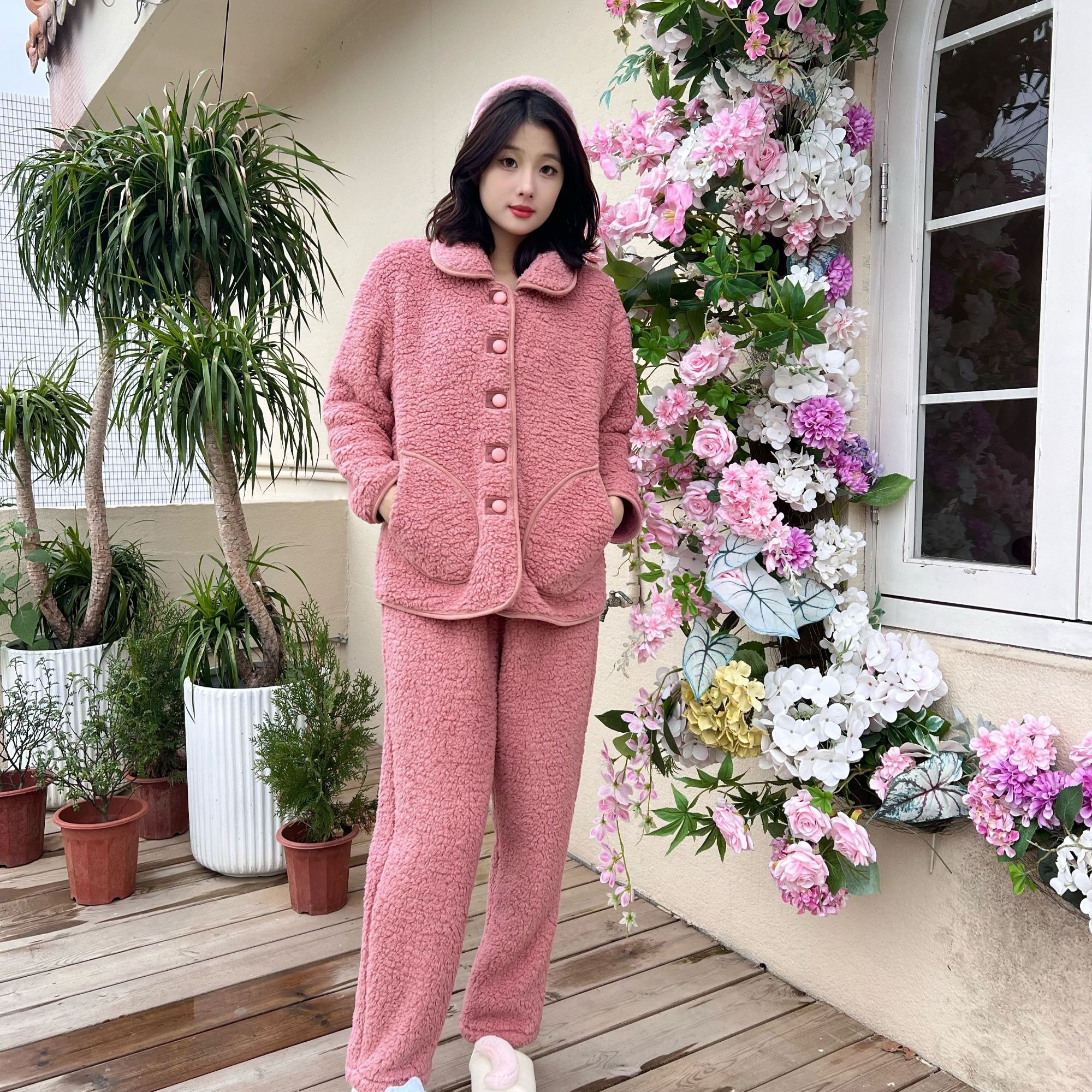 【海盐薄荷】韩蜜蜜家居服套装秋冬女士睡衣两件套可外穿加绒款百搭