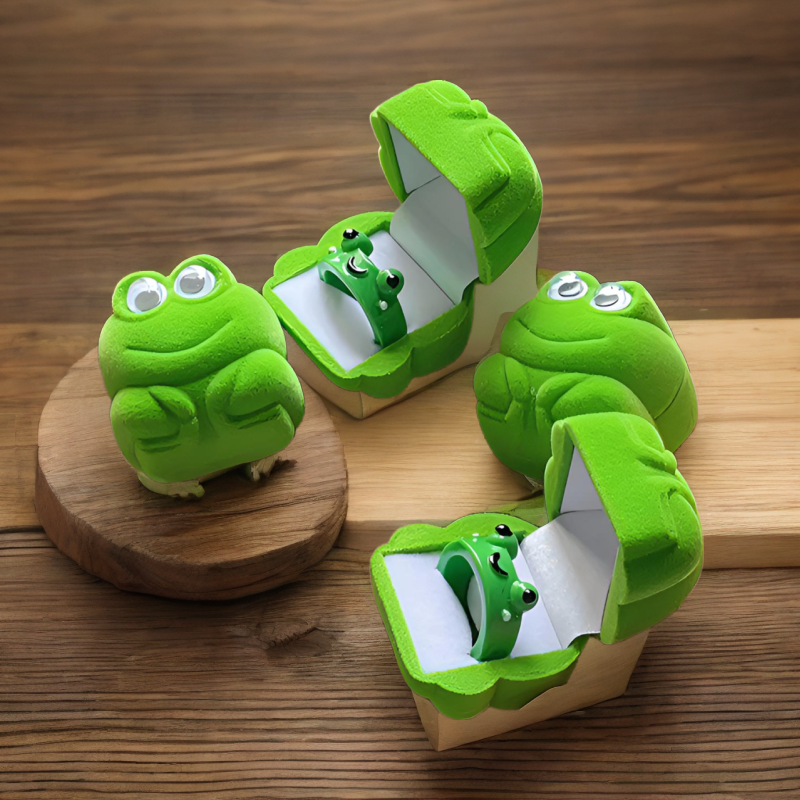 戒指盒呆萌蛙戒指项链耳钉首饰盒ins简约小众高颜值搞怪礼物礼品