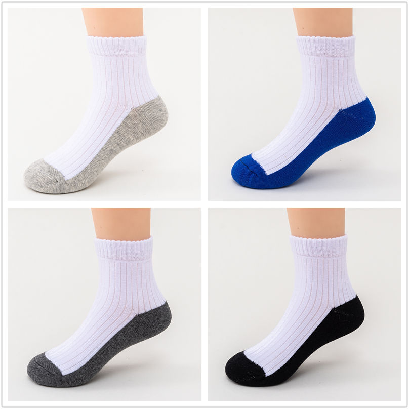 儿童袜子白色中筒袜学生黑底耐脏棉袜男女童春秋夏运动演出白袜子