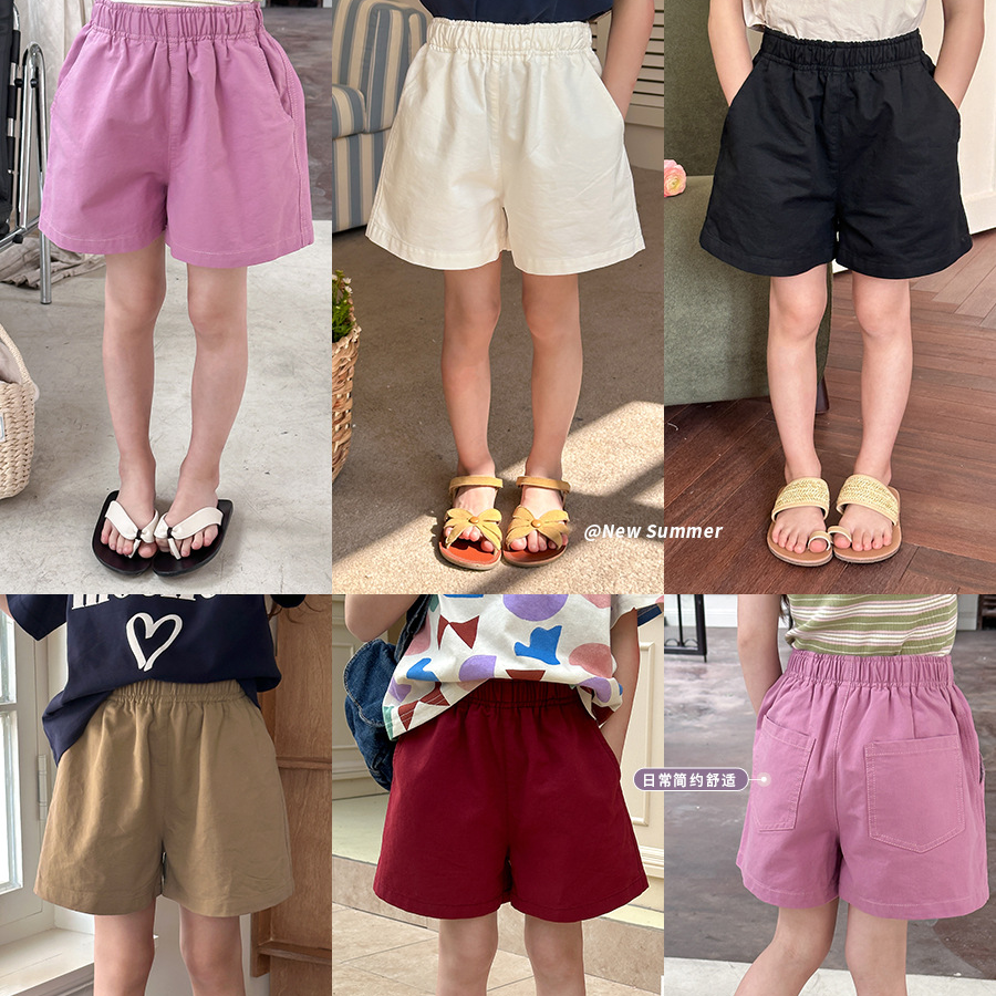 【棉布短裤】夏款纯棉儿童男女童休闲简约百搭短裤潮24U072