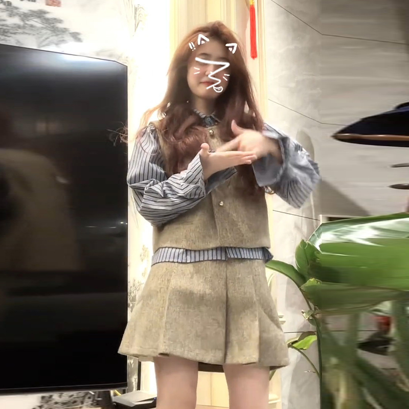 秋冬小个子穿搭一整套2026年秋冬新款韩剧学院风衬衫马甲三件套女