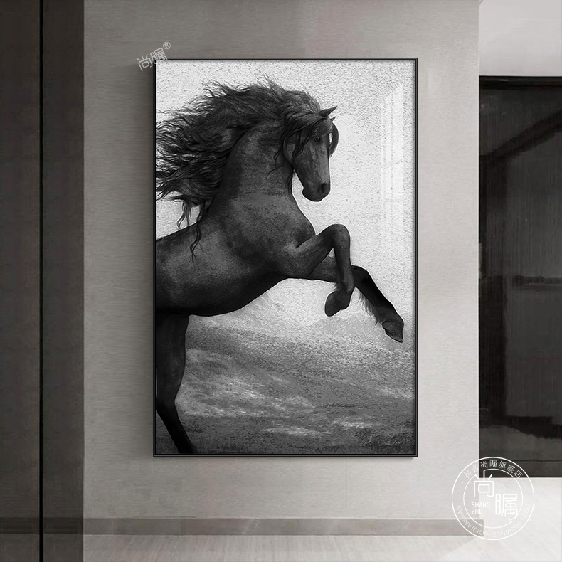 马到成功入户玄关轻奢装饰画走廊过道墙壁画楼梯挂画客厅落地大画